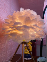 Romantic Goose Feather Desk Lamp with Metal Tripod Stand for Bedside and Accent Lighting