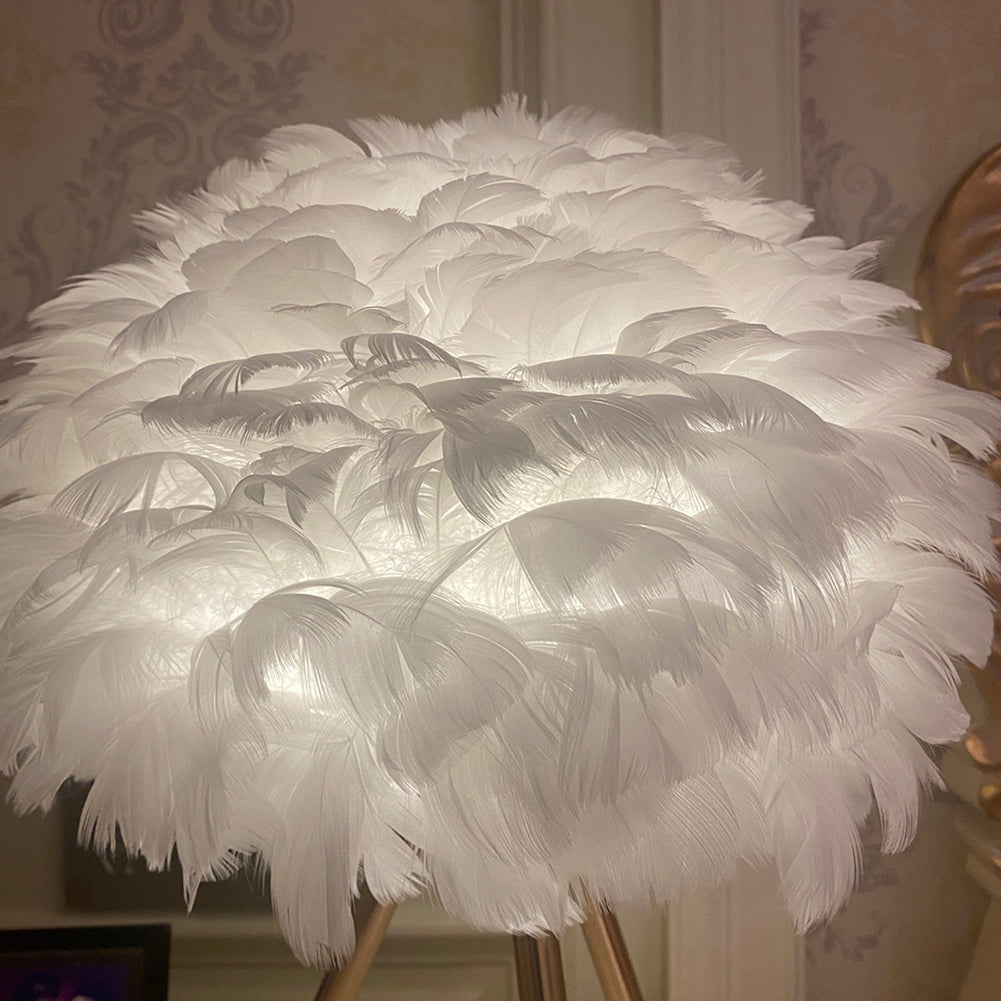 Romantic Goose Feather Desk Lamp with Metal Tripod Stand for Bedside and Accent Lighting