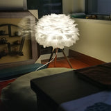 Romantic Goose Feather Desk Lamp with Metal Tripod Stand for Bedside and Accent Lighting
