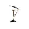 Vintage Gramophone Table Lamp Gold and Black Bedside Light with White Glass Shade