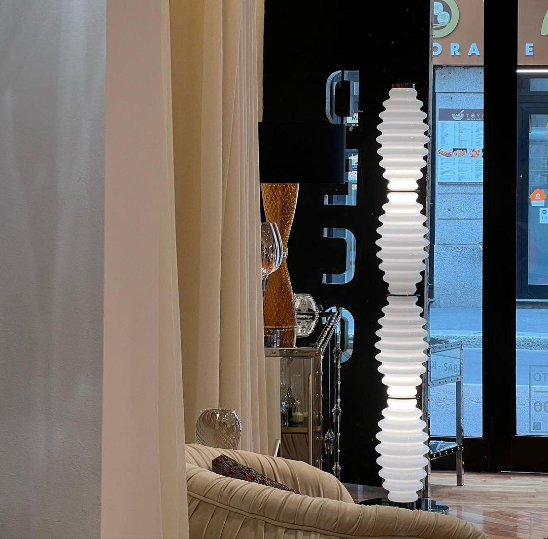 Modern Grand Collier Blown Glass Floor Lamp Chrome Standing Ambient Light for Living Room