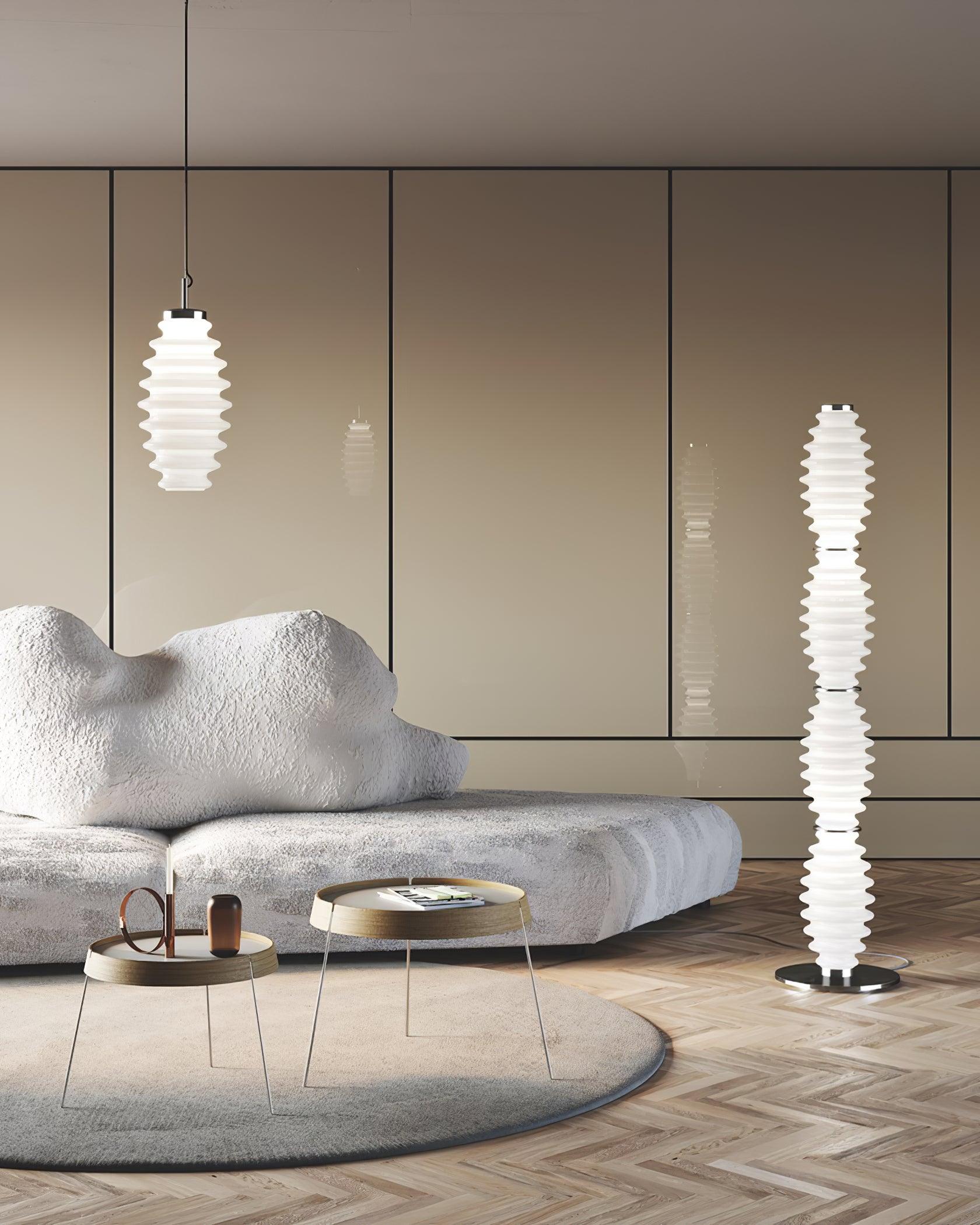 Modern Grand Collier Blown Glass Floor Lamp Chrome Standing Ambient Light for Living Room