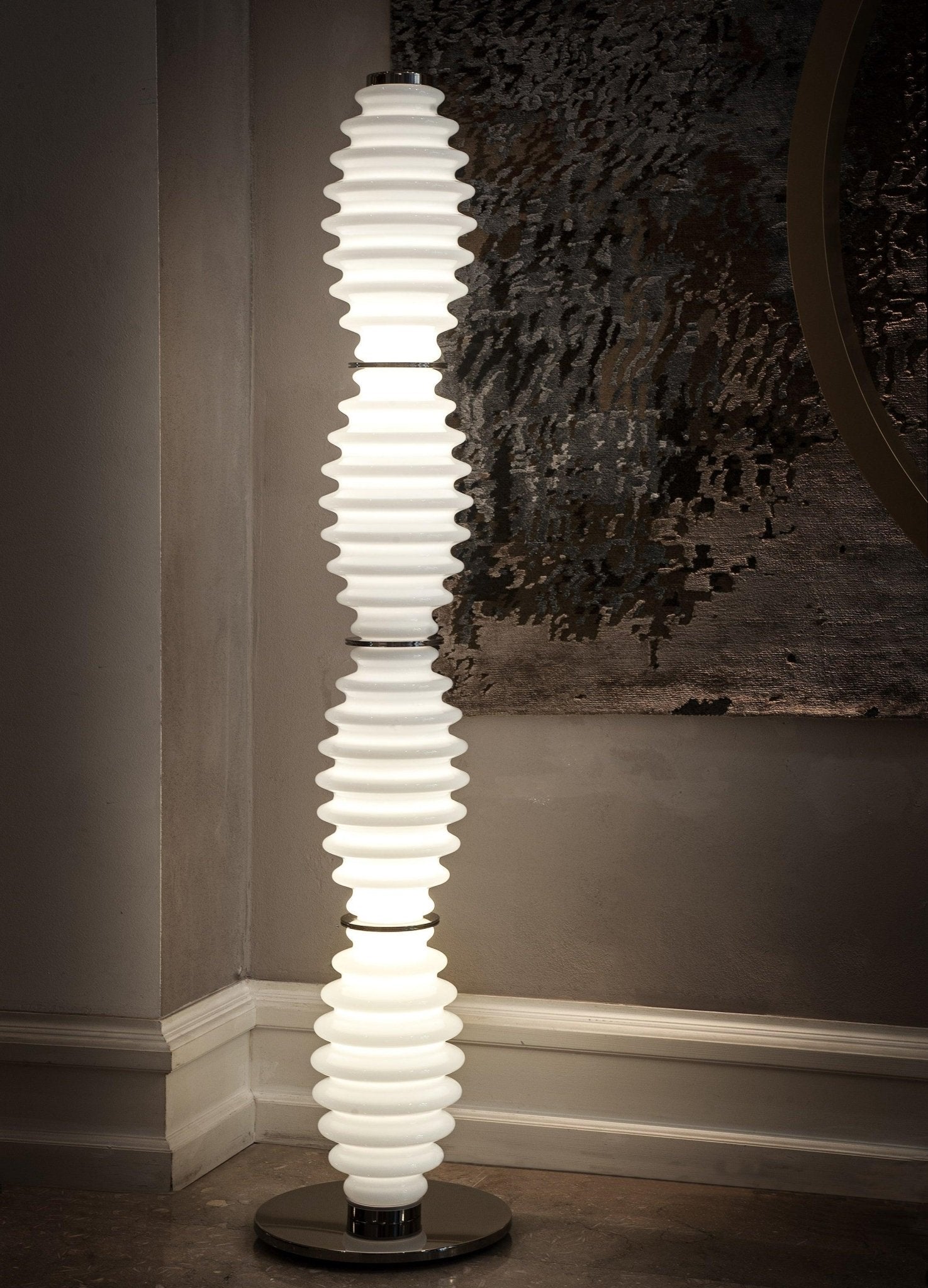 Modern Grand Collier Blown Glass Floor Lamp Chrome Standing Ambient Light for Living Room