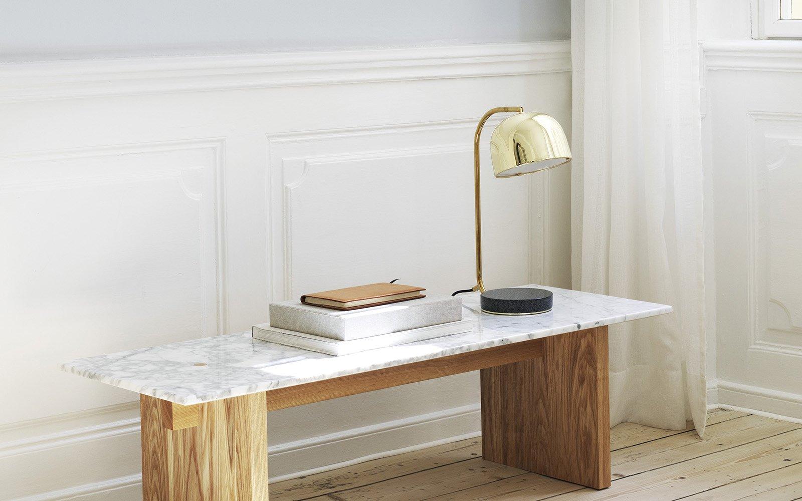 Grant Modern Marble Base Table Lamp with Adjustable Tilt Metal Shade for Bedside and Living Room