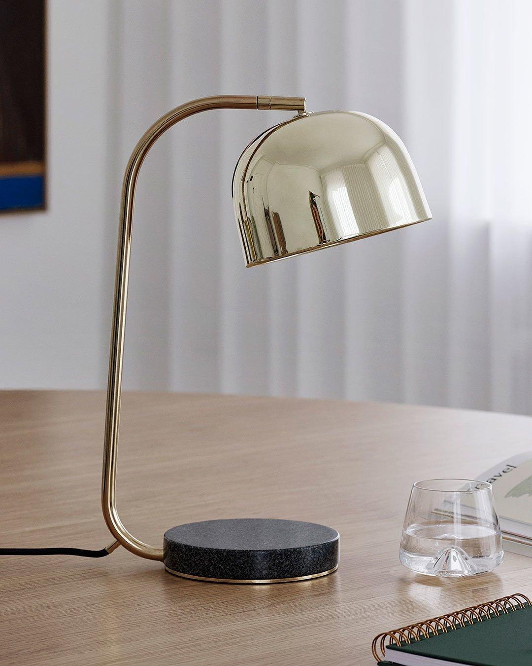 Grant Modern Marble Base Table Lamp with Adjustable Tilt Metal Shade for Bedside and Living Room