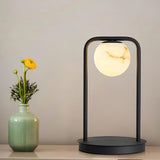 Geometric Alabaster Accent Desk Lamp with Downward Spotlight for Indoor Decor