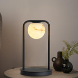 Geometric Alabaster Accent Desk Lamp with Downward Spotlight for Indoor Decor