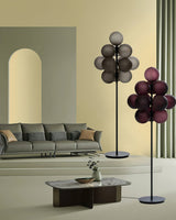 Modern Grape Cluster Glass Floor Lamp Matte Black Tall Standing Light for Living Room