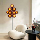 Modern Grape Cluster Glass Floor Lamp Matte Black Tall Standing Light for Living Room