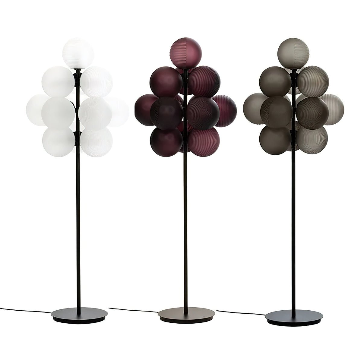 Modern Grape Cluster Glass Floor Lamp Matte Black Tall Standing Light for Living Room