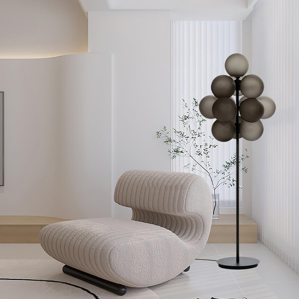 Modern Grape Cluster Glass Floor Lamp Matte Black Tall Standing Light for Living Room