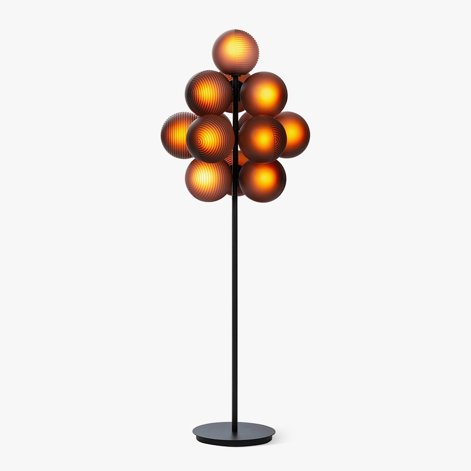 Modern Grape Cluster Glass Floor Lamp Matte Black Tall Standing Light for Living Room