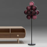 Modern Grape Cluster Glass Floor Lamp Matte Black Tall Standing Light for Living Room