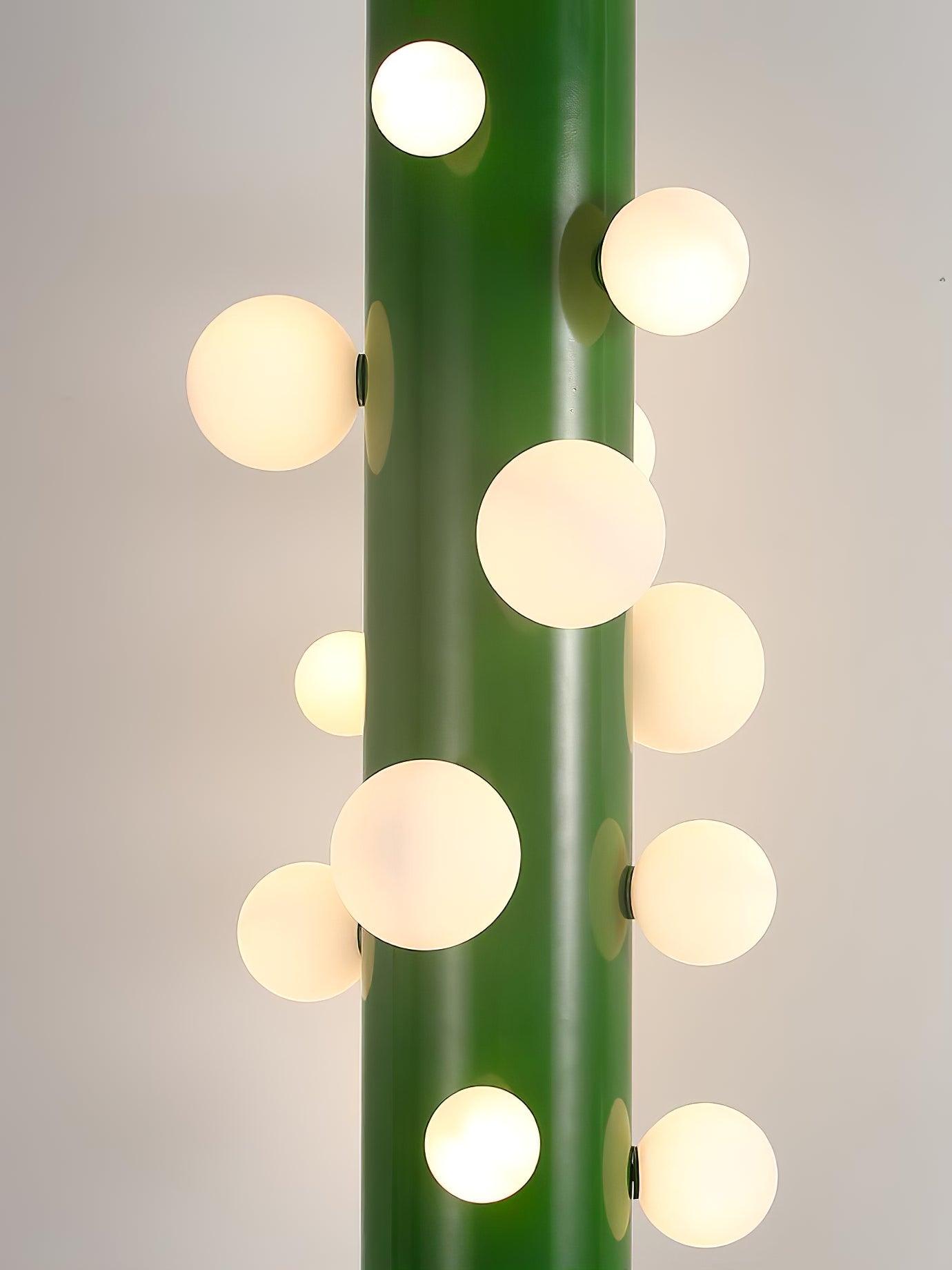 Modern Green Glass Ambient Floor Lamp with Marble Base and White Globe Shade