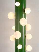 Modern Green Glass Ambient Floor Lamp with Marble Base and White Globe Shade