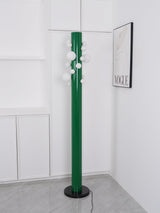 Modern Green Glass Ambient Floor Lamp with Marble Base and White Globe Shade