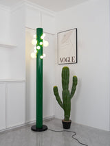 Modern Green Glass Ambient Floor Lamp with Marble Base and White Globe Shade