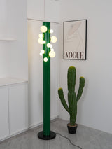 Modern Green Glass Ambient Floor Lamp with Marble Base and White Globe Shade