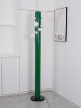 Modern Green Glass Ambient Floor Lamp with Marble Base and White Globe Shade