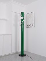 Modern Green Glass Ambient Floor Lamp with Marble Base and White Globe Shade