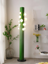 Modern Green Glass Ambient Floor Lamp with Marble Base and White Globe Shade
