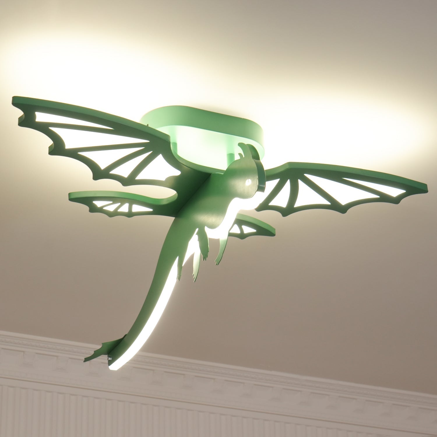 Modern Green Dinosaur Cartoon LED Ceiling Light for Childrens Room Decor