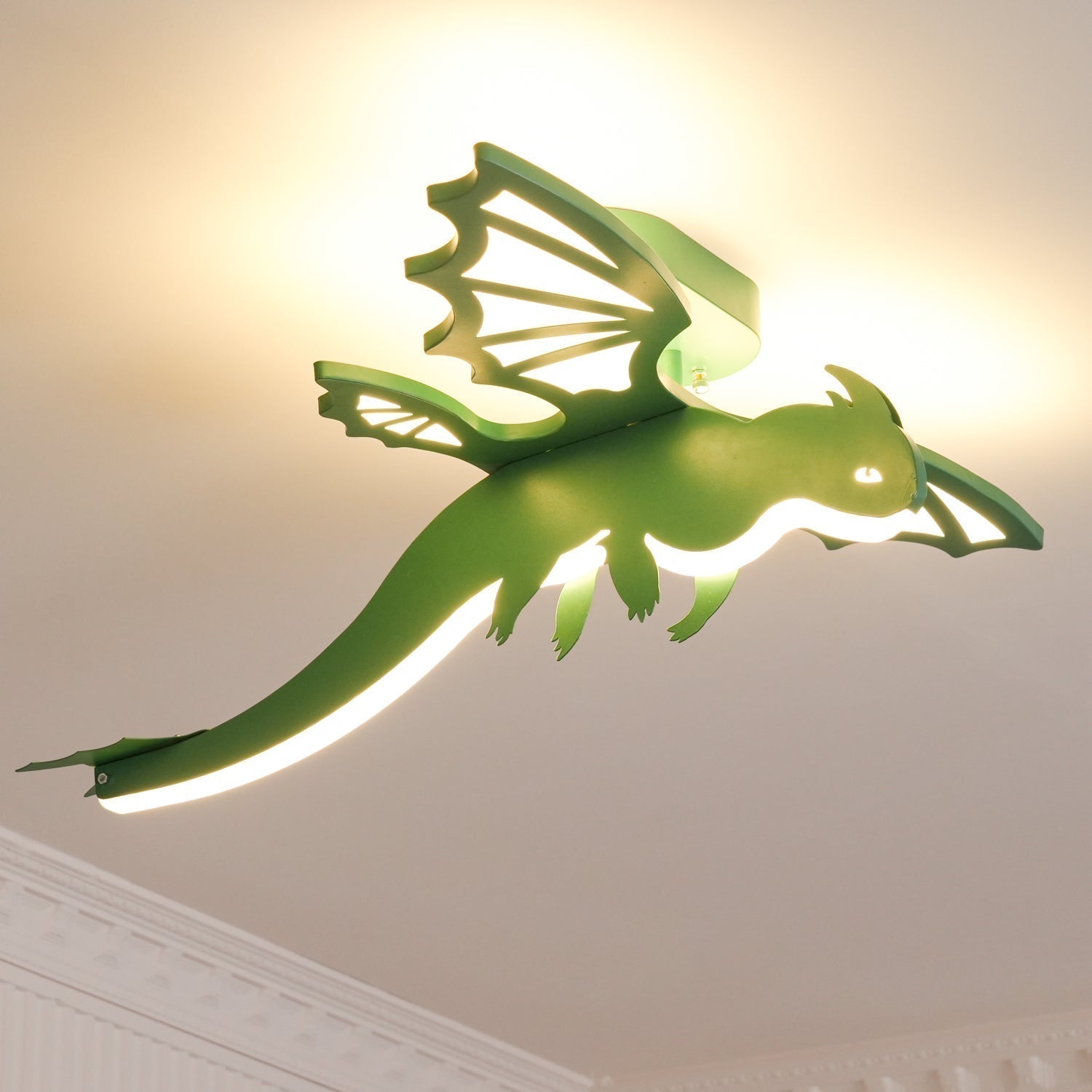 Modern Green Dinosaur Cartoon LED Ceiling Light for Childrens Room Decor