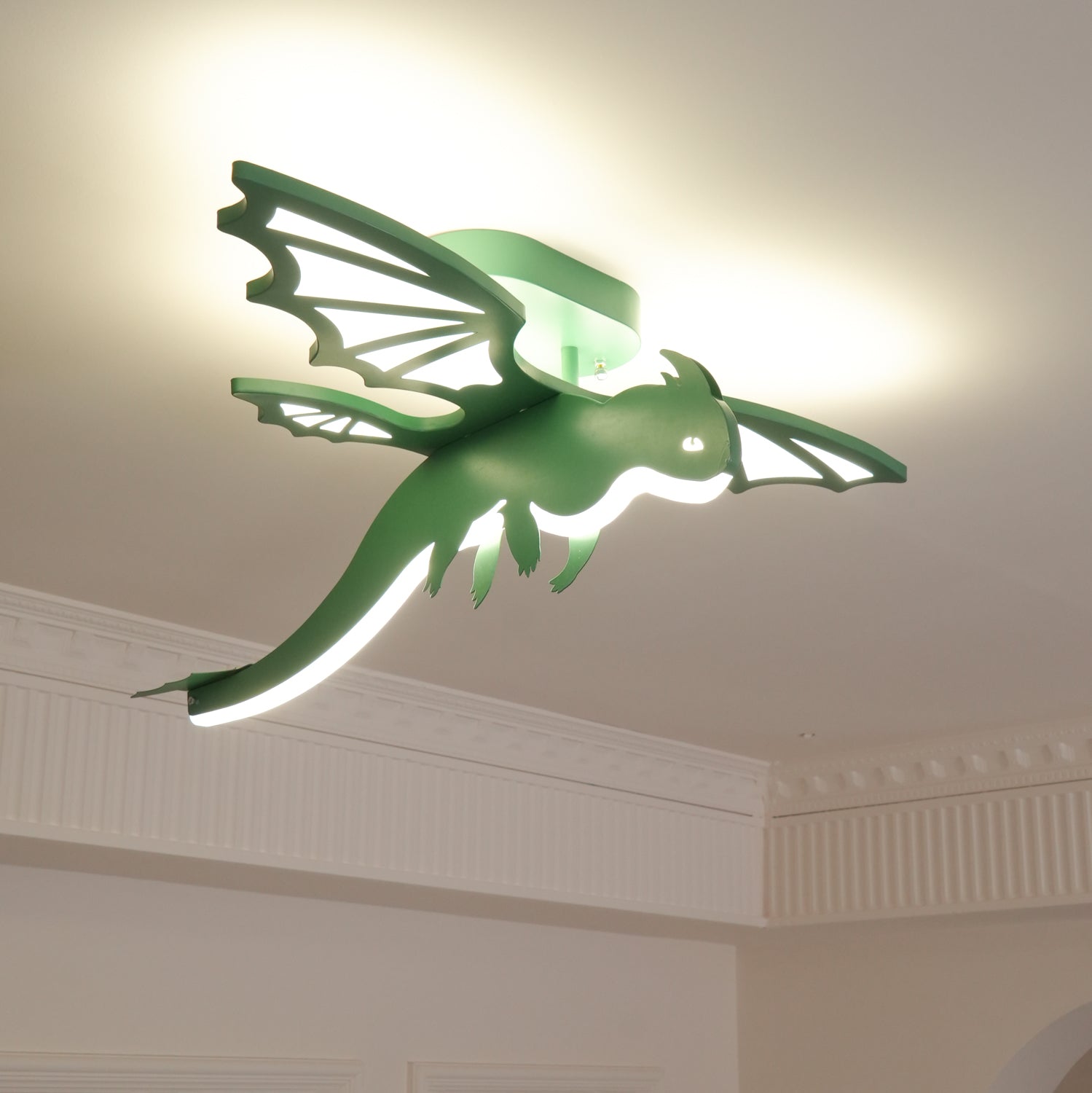 Modern Green Dinosaur Cartoon LED Ceiling Light for Childrens Room Decor