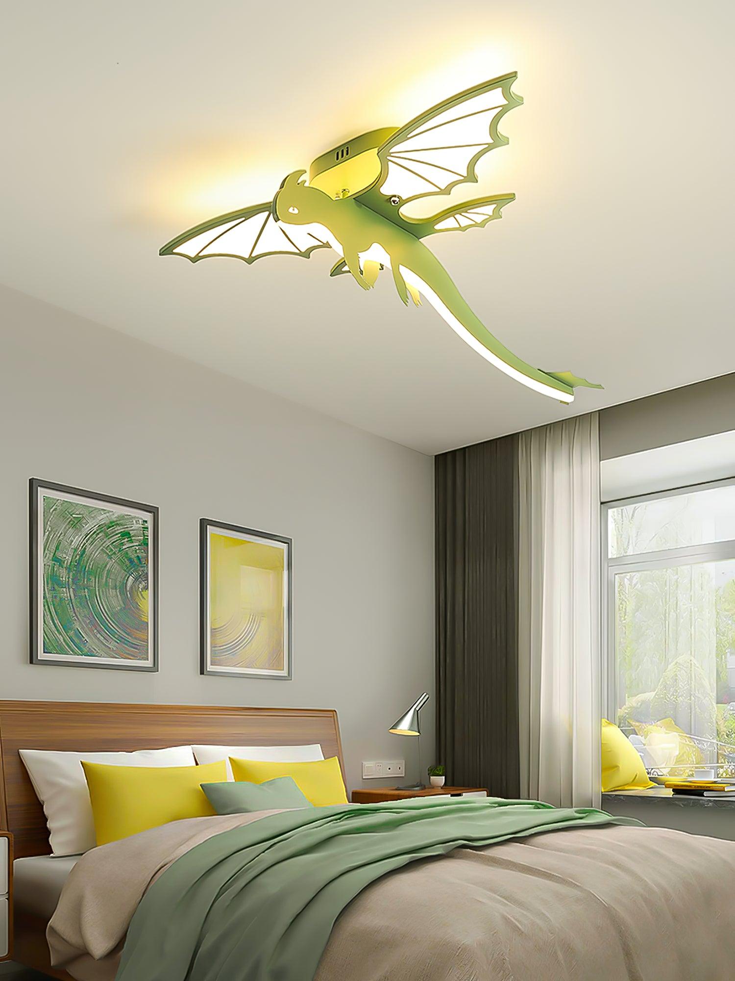 Modern Green Dinosaur Cartoon LED Ceiling Light for Childrens Room Decor
