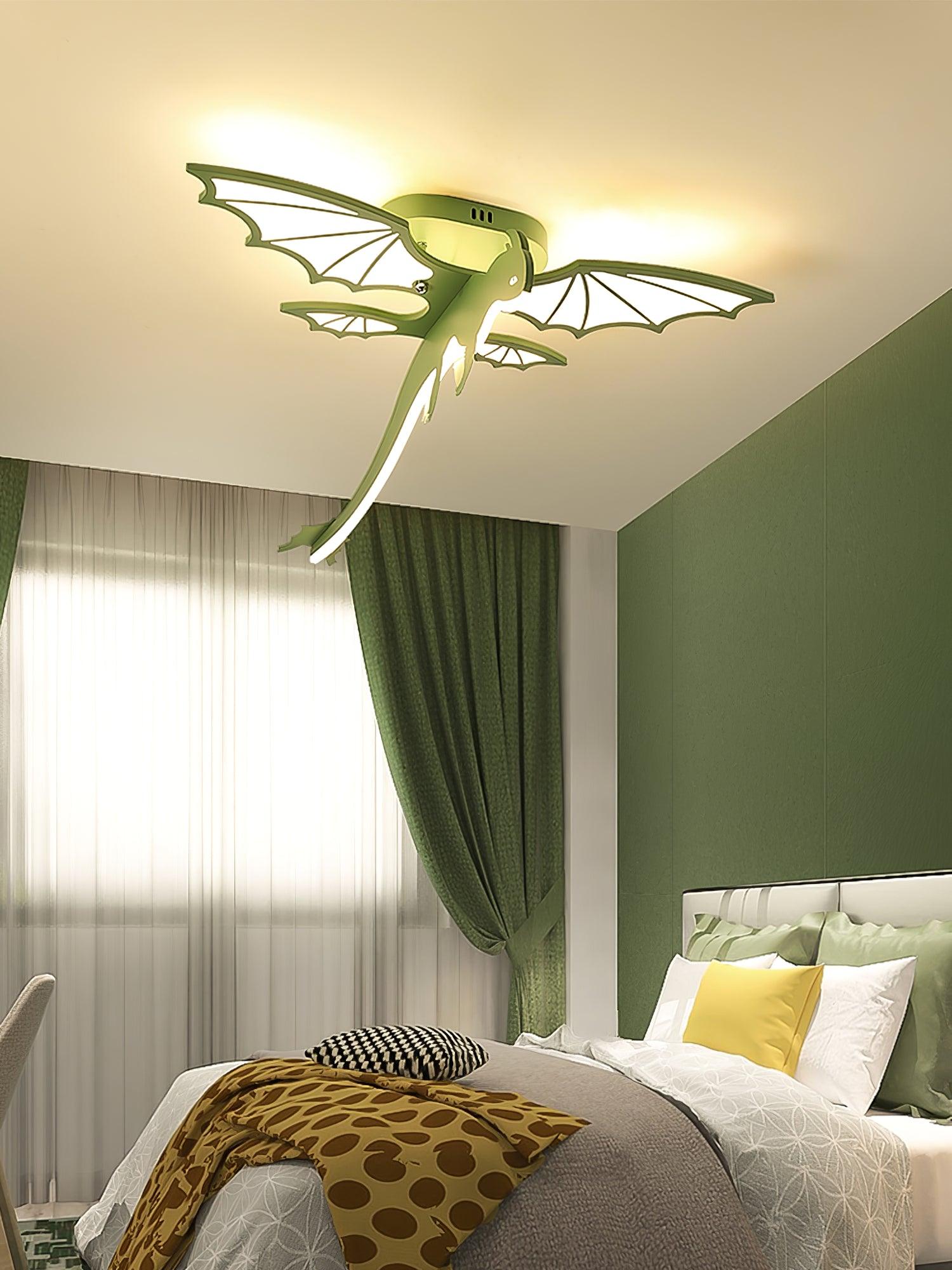 Modern Green Dinosaur Cartoon LED Ceiling Light for Childrens Room Decor