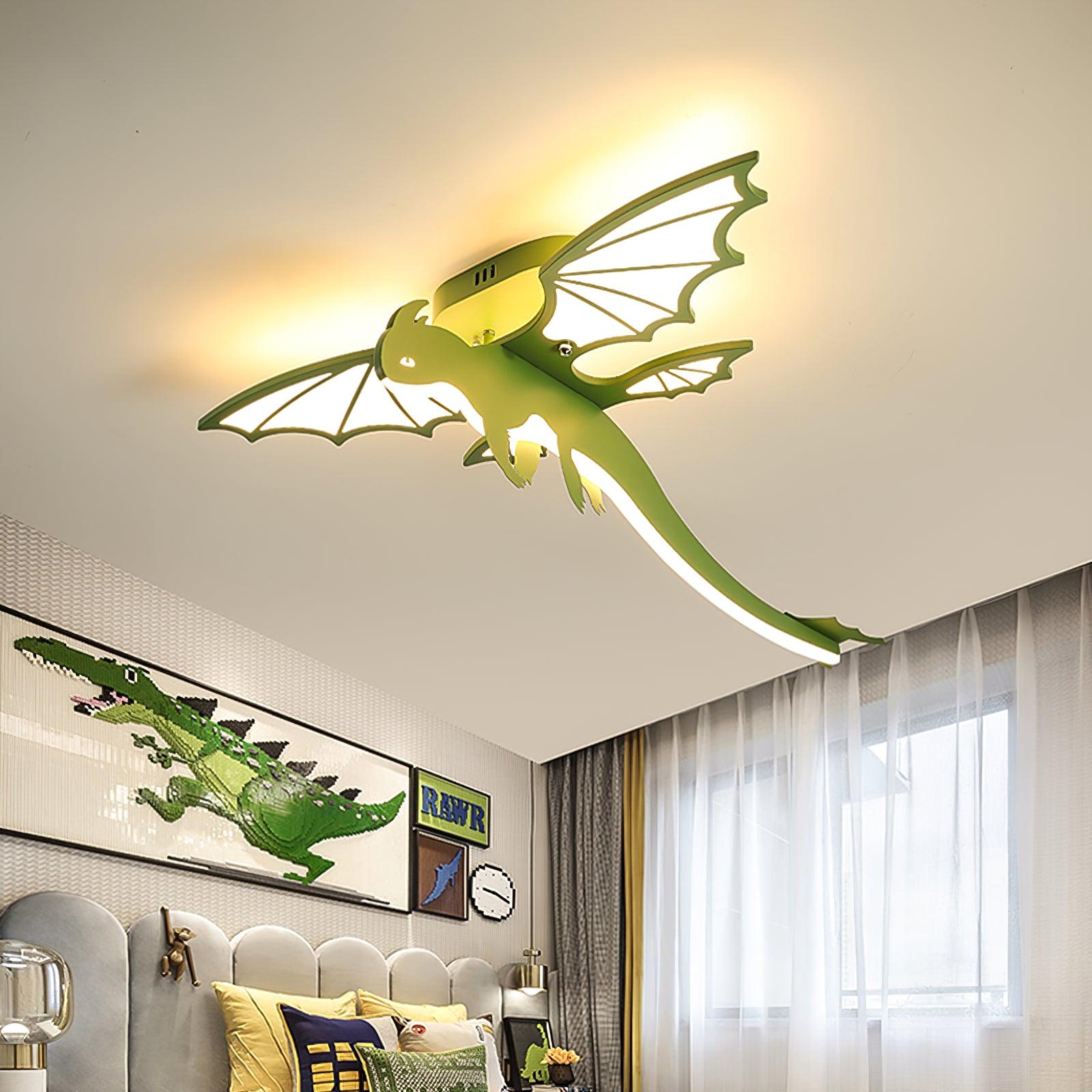 Modern Green Dinosaur Cartoon LED Ceiling Light for Childrens Room Decor