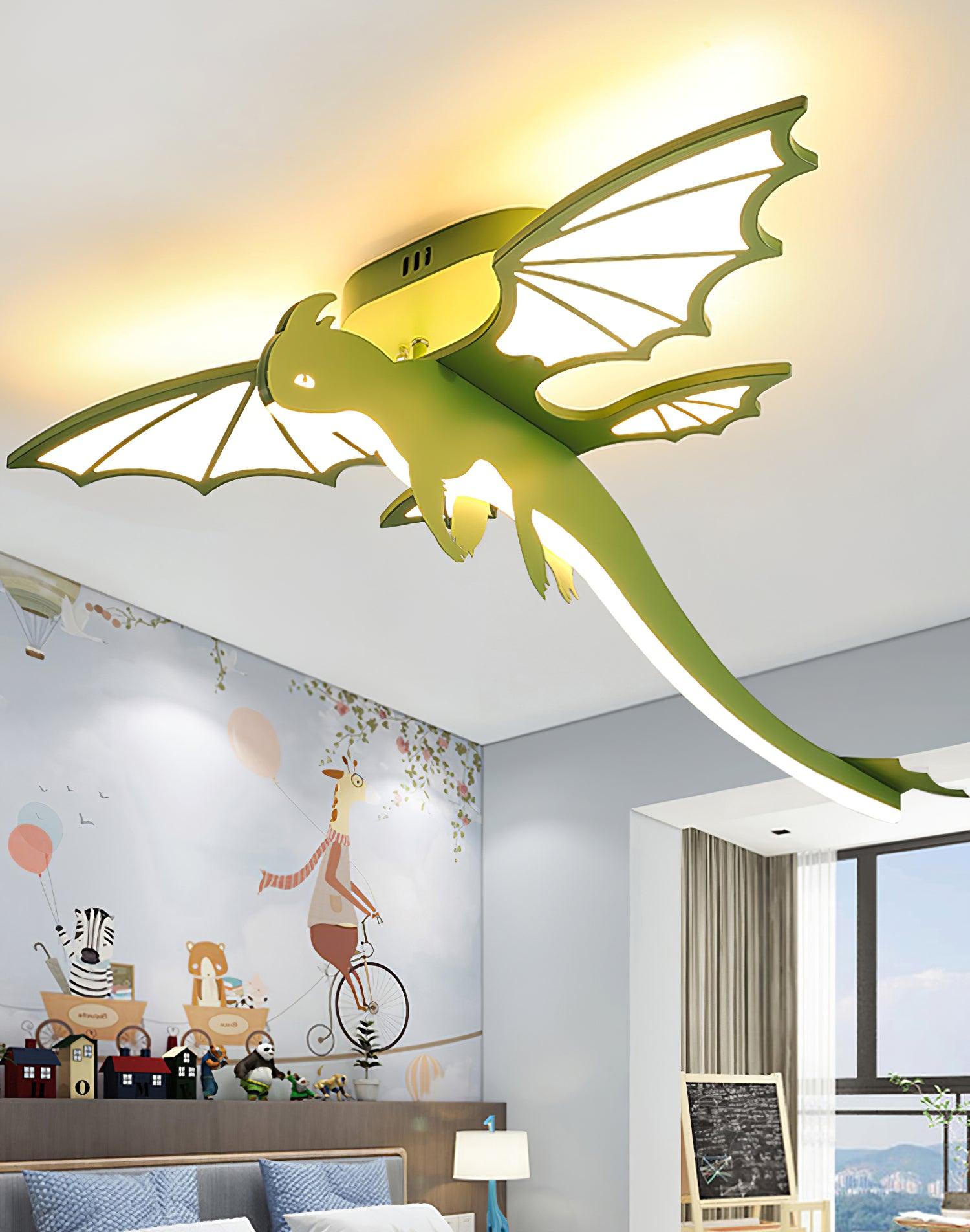Modern Green Dinosaur Cartoon LED Ceiling Light for Childrens Room Decor