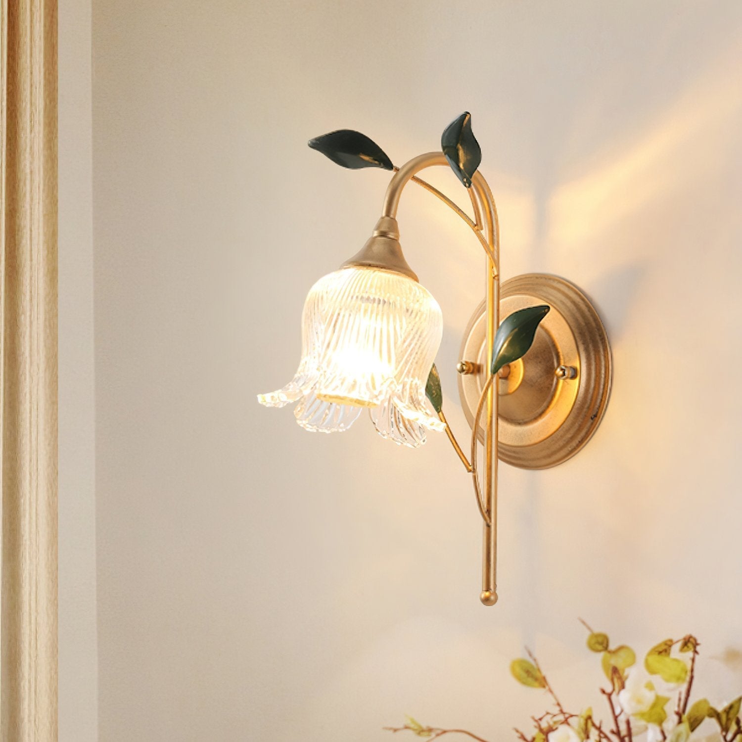elegant-green-leaf-floral-sconce-wall-light-with-glass-petal-and-crystal-accents