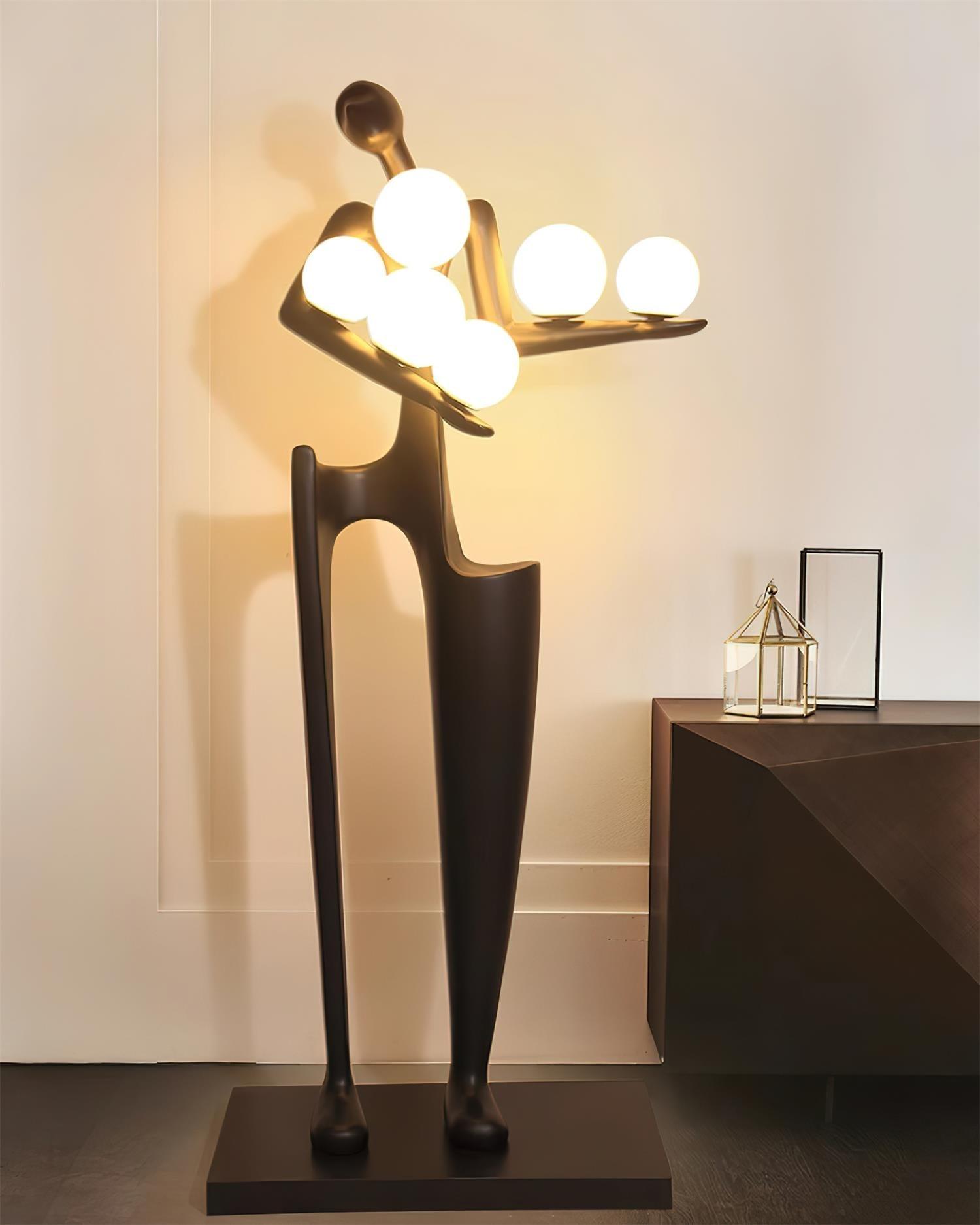 Abstract Human Sculpture Torchiere Floor Lamp Modern Art Guardian Standing Light for Contemporary Interiors