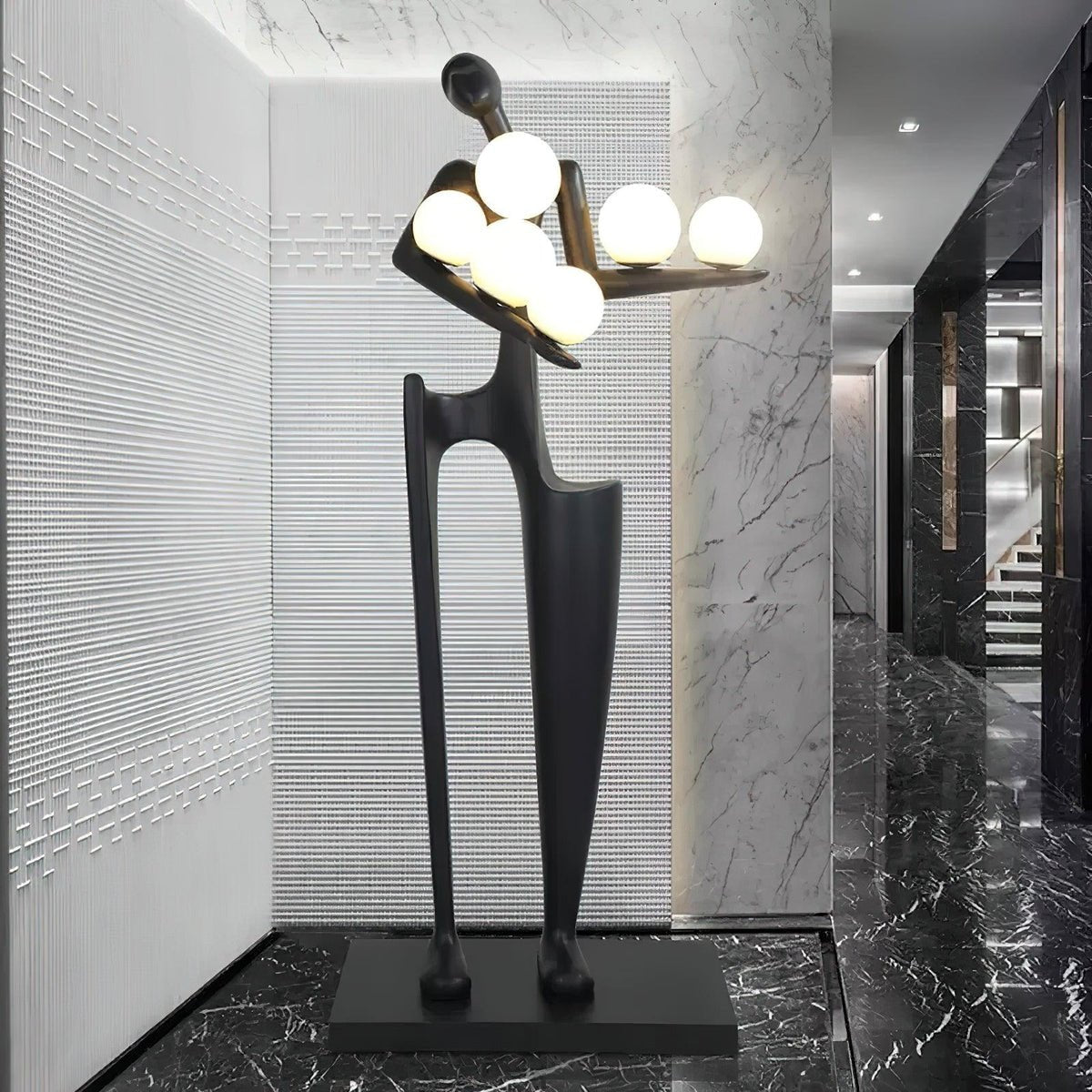 Abstract Human Sculpture Torchiere Floor Lamp Modern Art Guardian Standing Light for Contemporary Interiors
