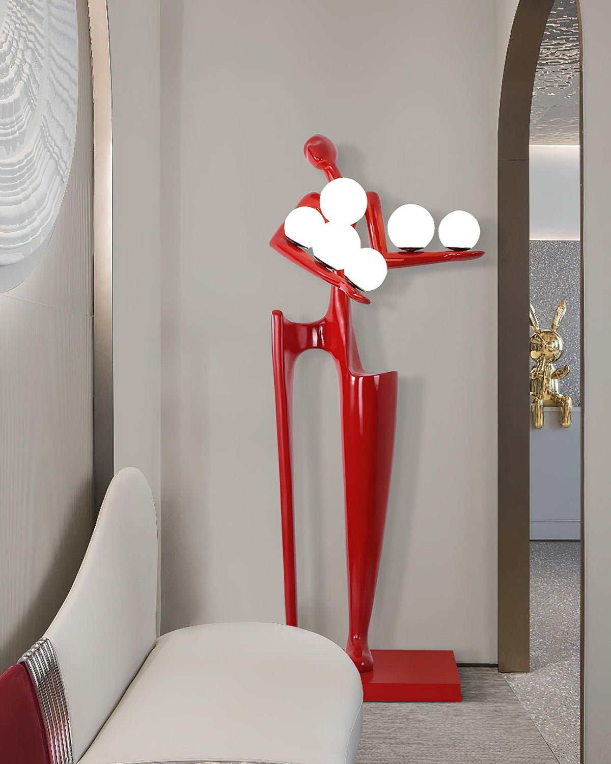 Abstract Human Sculpture Torchiere Floor Lamp Modern Art Guardian Standing Light for Contemporary Interiors