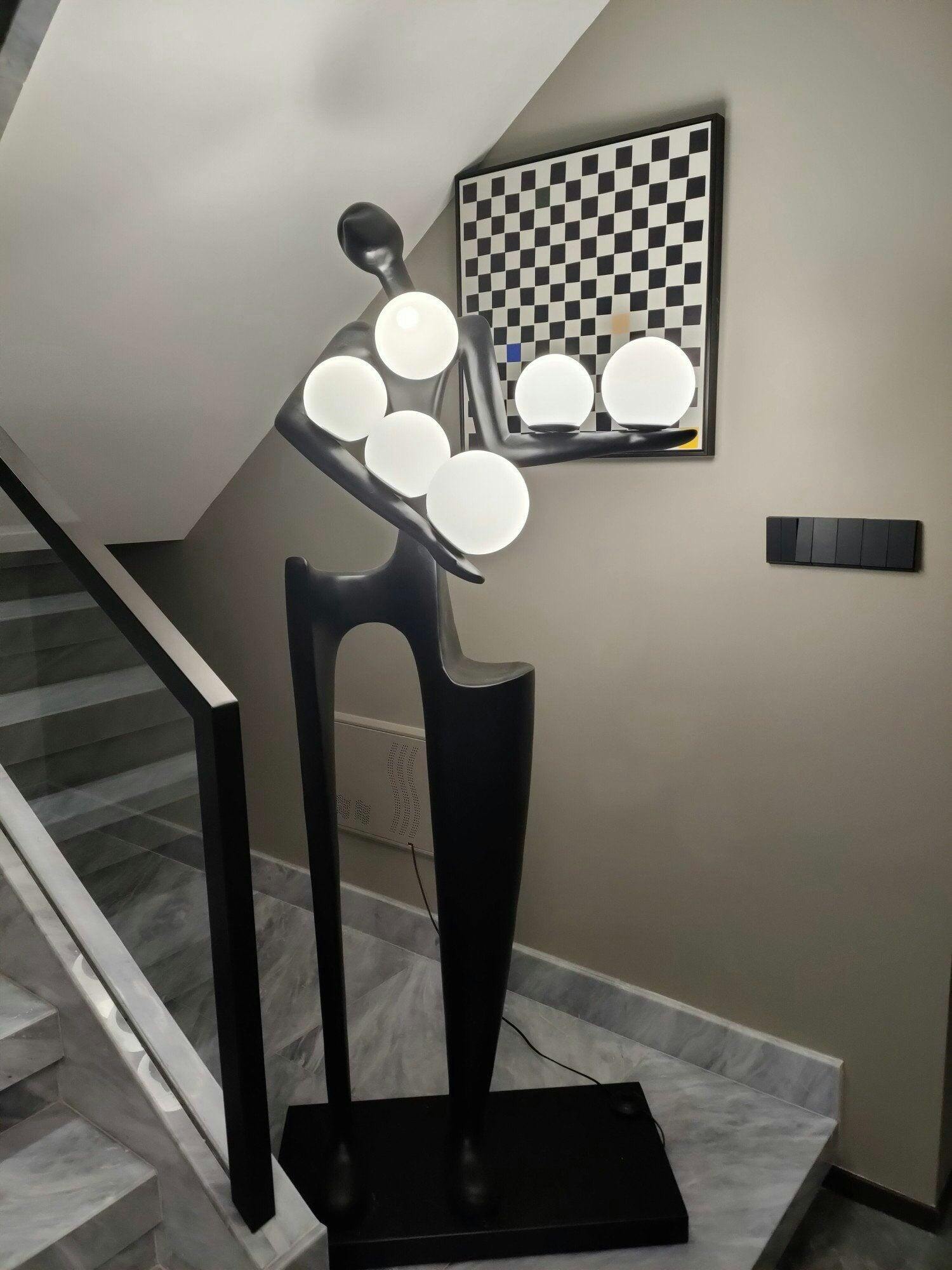 Abstract Human Sculpture Torchiere Floor Lamp Modern Art Guardian Standing Light for Contemporary Interiors