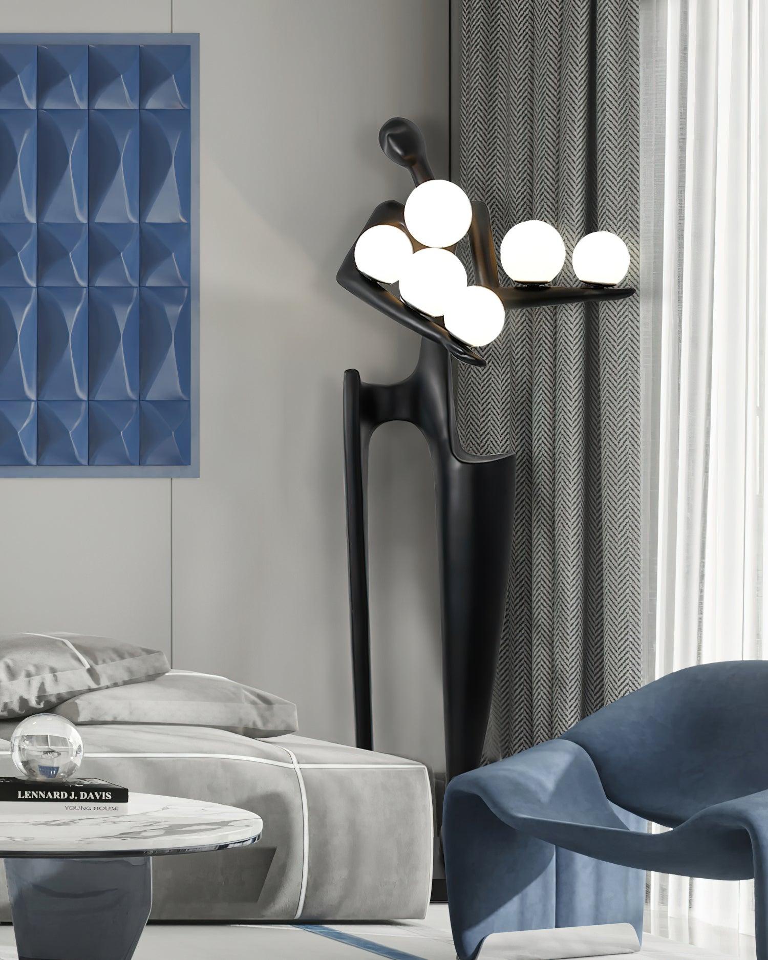 Abstract Human Sculpture Torchiere Floor Lamp Modern Art Guardian Standing Light for Contemporary Interiors