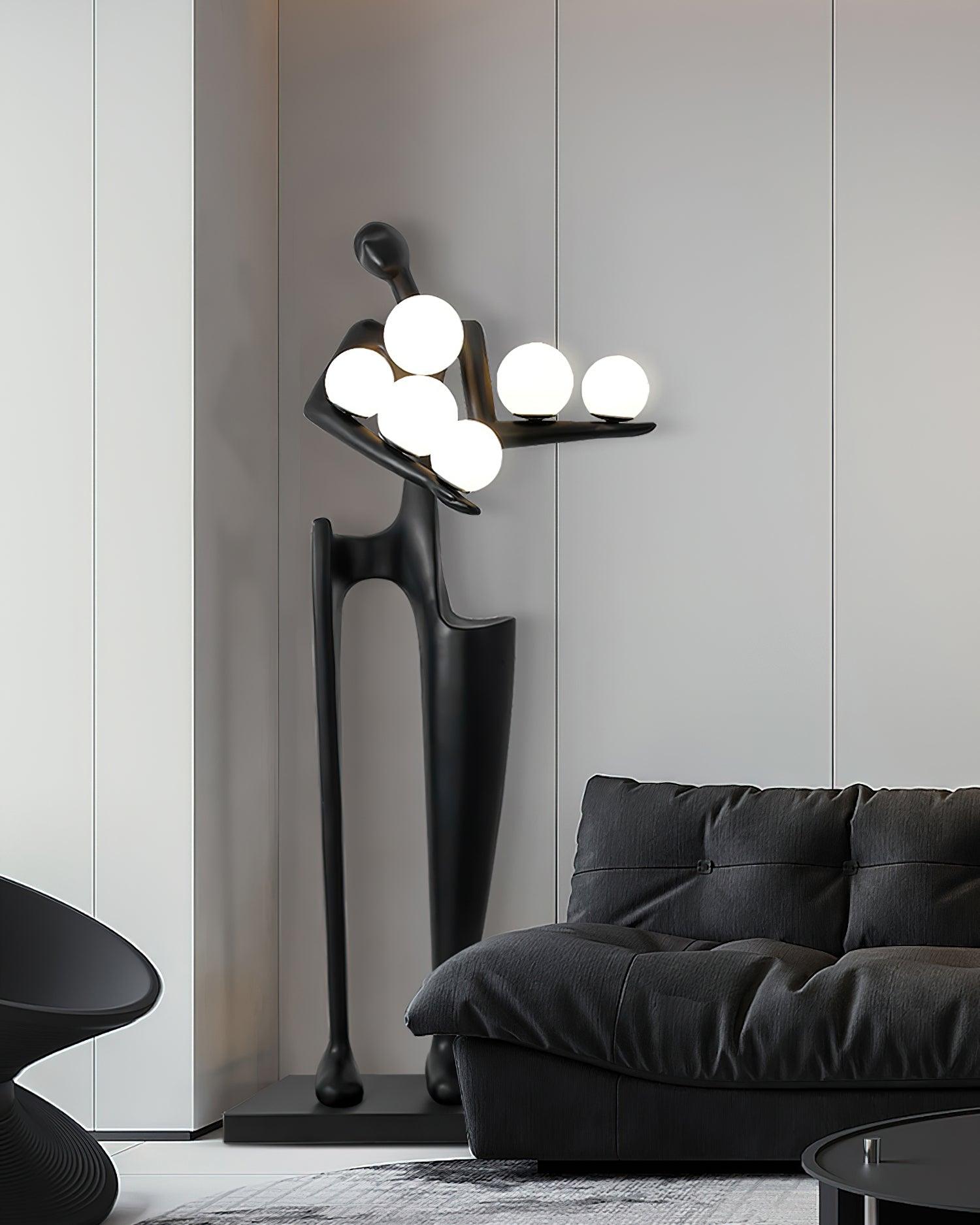 Abstract Human Sculpture Torchiere Floor Lamp Modern Art Guardian Standing Light for Contemporary Interiors