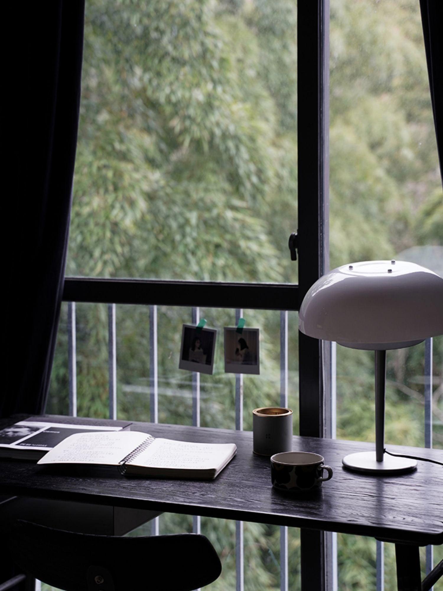 Modern Mushroom Style Glass Table Lamp Bedside Silver Metal and White Glass Lighting