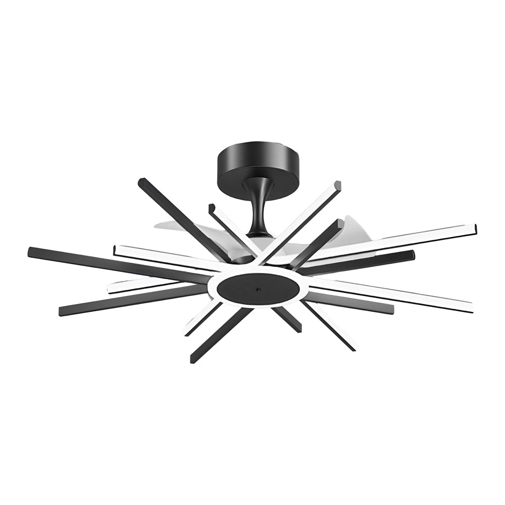 Modern Spiral LED Ceiling Fan with Dimmable Light Fixture and Silent Motor in Black and Gold