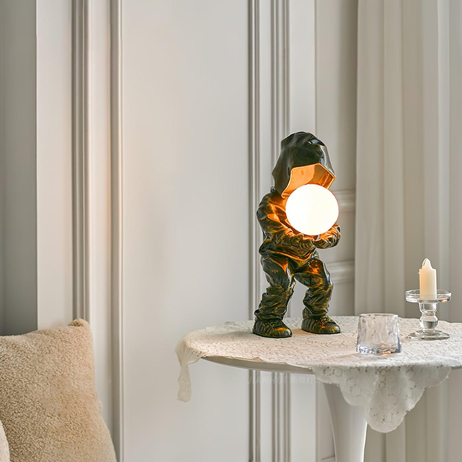 Modern Hacker Planet Minimalist Resin Table Lamp for Contemporary Home Office Decor