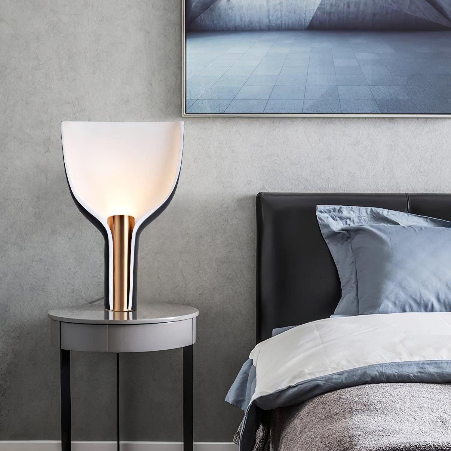 Modern Sculptural Half Funnel Bedside Table Lamp for Living Room Indirect Light