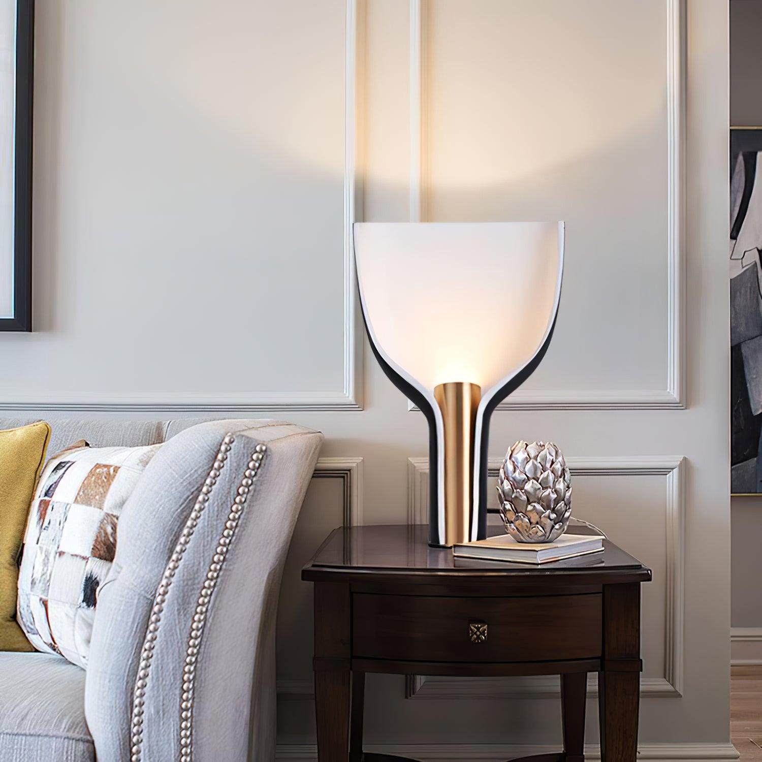 Modern Sculptural Half Funnel Bedside Table Lamp for Living Room Indirect Light