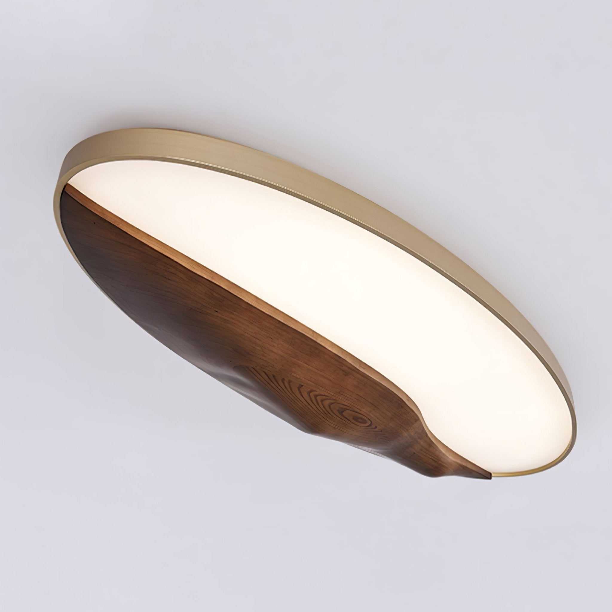 Minimalist Mountain Peak LED Flush Mount Ceiling Light with Wood Base and Acrylic Shade