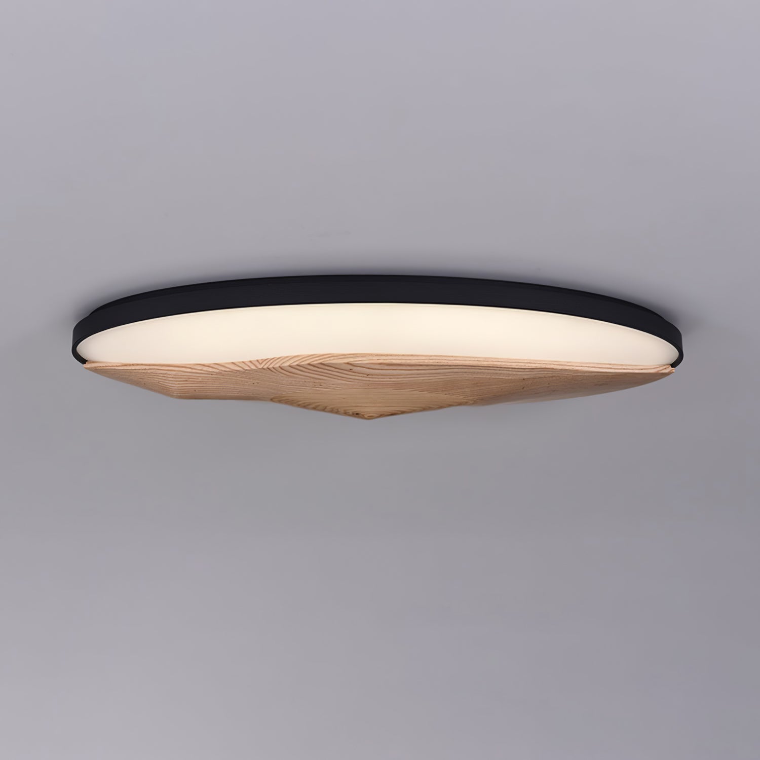 Minimalist Mountain Peak LED Flush Mount Ceiling Light with Wood Base and Acrylic Shade