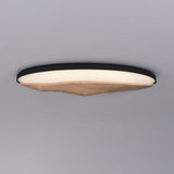 Minimalist Mountain Peak LED Flush Mount Ceiling Light with Wood Base and Acrylic Shade