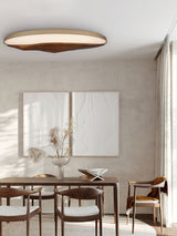 Minimalist Mountain Peak LED Flush Mount Ceiling Light with Wood Base and Acrylic Shade