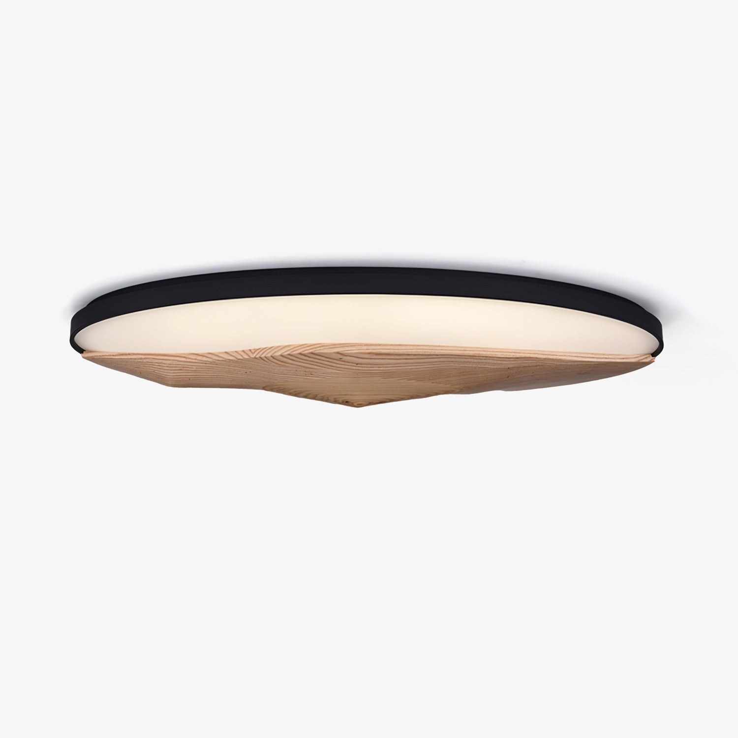 Minimalist Mountain Peak LED Flush Mount Ceiling Light with Wood Base and Acrylic Shade