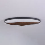 Minimalist Mountain Peak LED Flush Mount Ceiling Light with Wood Base and Acrylic Shade